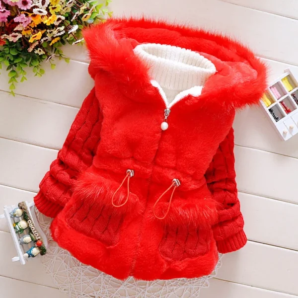 Plush Baby Jacket Thicken Warm Winter Jackets For Girls Sweater Coat Fashion Infant Hooded Outwear 1-4 Year Toddler Girl Clothes - Image 6