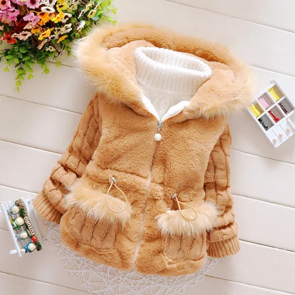 Plush Baby Jacket Thicken Warm Winter Jackets For Girls Sweater Coat Fashion Infant Hooded Outwear 1-4 Year Toddler Girl Clothes - Image 5