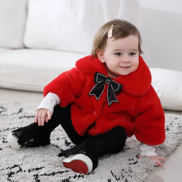 2024 New Winter Jacket For Baby Girl Clothes Fashion Christmas Princess Cloak Autumn Warm Faux Fur Girls Coat Plush Baby Outwear - Image 5