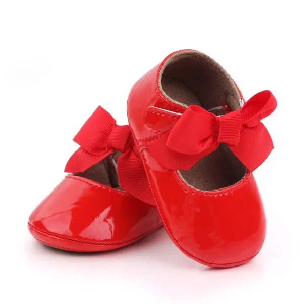 PU Princess Baby Girl Shoes for Newborn for Birth Big Bow Wedding Shoes PU Leather Toddler Girl Shoes - Image 5