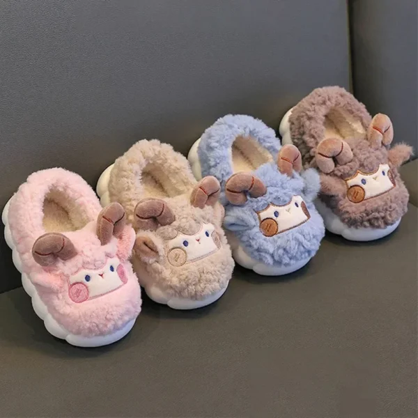 Cute Cartoon Winter Children Sheep Slippers Boys Girls Kid Indoor Anti Slip Warm Home Slippers Soft Comfortable Baby Plush Shoes - Image 6