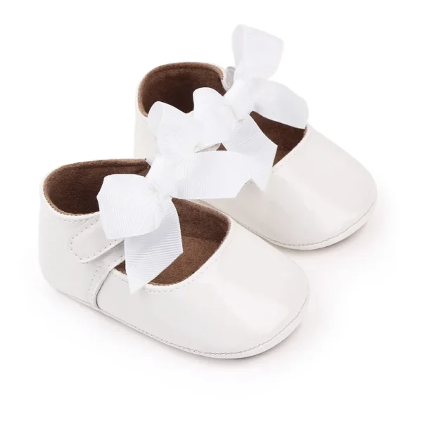 PU Princess Baby Girl Shoes for Newborn for Birth Big Bow Wedding Shoes PU Leather Toddler Girl Shoes - Image 3